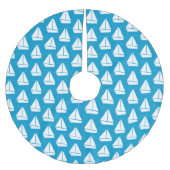 Hellblaues Segelboot-Muster Polyester Weihnachtsbaumdecke (Vorderseite)