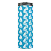 Hellblaues Segelboot-Muster Thermosbecher (Rückseite)