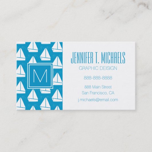 Hellblaues Segelboot-Muster Visitenkarte (Vorderseite)