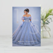 Hellblaues silbernes Märchen-Quinceañera Einladung (Stehend Vorderseite)