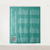 Hellblaues Sitzplan-Logo Event-Schild Elegant Wandteppich (Vorderseite)