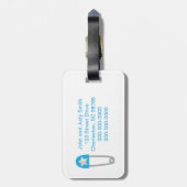 Hellblaues Sparren-Baby Gepäckanhänger (Rückseite vertikal)