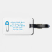 Hellblaues Sparren-Baby Gepäckanhänger (Rückseite horizontal)