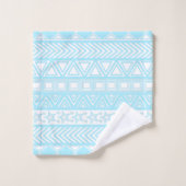Hellblaues Stammesdesign Badhandtuch Set (Waschlappen)