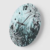 Hellblaues tropisches Muster, große Uhr (Winkel)