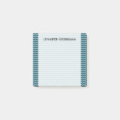 Hellblaues u. schwarzes Wellen-Muster + Post-it Klebezettel (Vorderseite)