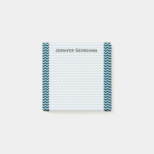 Hellblaues u. schwarzes Wellen-Muster + Post-it Klebezettel (Vorderseite)