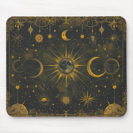 Hellblaues und goldenes Himmel-Mausepad Mousepad (Vorne)