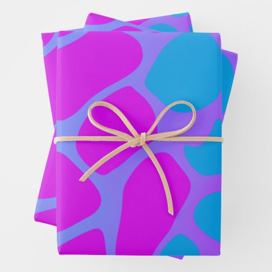 Hellblaues und rosa glänzendes Schleifpapier Geschenkpapier Set (Beispiel)