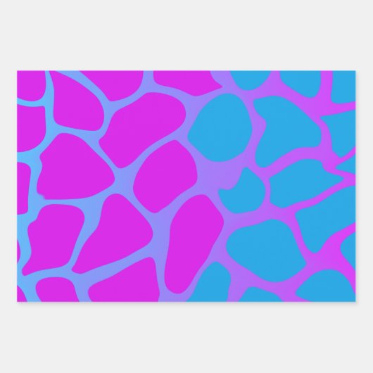 Hellblaues und rosa glänzendes Schleifpapier Geschenkpapier Set (Vorderseite)