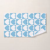 Hellblaues und weißes eckiges Muster mit Herz Badhandtuch Set (Handtuch)