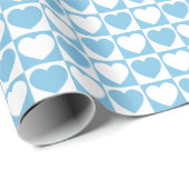 Hellblaues und weißes eckiges Muster mit Herz Geschenkpapier (Rolleneckpunkt)