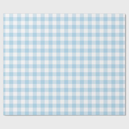 Hellblaues und weißes Gingham-Packpapier Geschenkpapier (Flach)