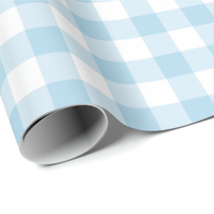 Hellblaues und weißes Gingham-Packpapier Geschenkpapier