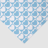 Hellblaues und weißes Prüfmuster mit Herz Seidenpapier (Ausschnitt)