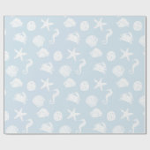 Hellblaues und weißes Seegeschöpfe Geschenkpapier (Flach)
