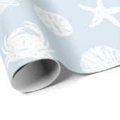 Hellblaues und weißes Seegeschöpfe Geschenkpapier (Rolleneckpunkt)