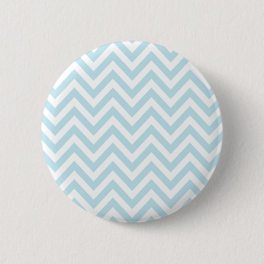 Hellblaues und weißes Zickzack Streifen-Muster Button (Vorderseite)