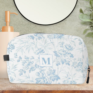 Hellblaues Vintage-Blumenmuster Elegant Hübsch Waschbeutel