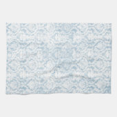 hellblaues vintage-damaskmuster geschirrtuch (Horizontal)