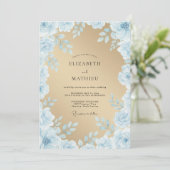 Hellblaues Wasserfarben-Zauber-Hochzeit Einladung (Stehend Vorderseite)
