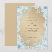 Hellblaues Wasserfarben-Zauber-Hochzeit Einladung (Vorne/Hinten)