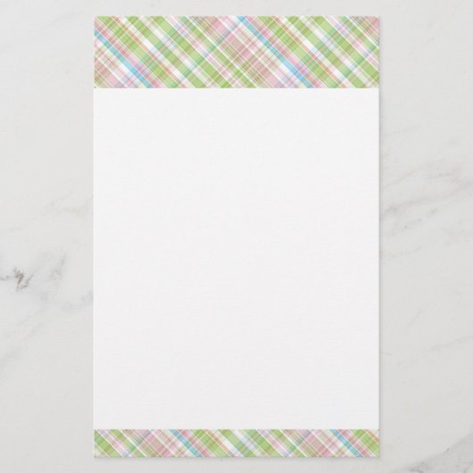 Hellblaues, weich grünes, rosa Kariertes Muster Briefpapier (Vorderseite)