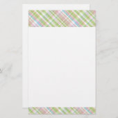 Hellblaues, weich grünes, rosa Kariertes Muster Briefpapier (Vorne/Hinten)