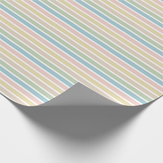 Hellblaues, weich grünes, rosa Streifen Muster Geschenkpapier (Ecke)
