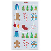 Hellblaues Weihnachtsmuster-kleine Geschenk-Tasche Kleine Geschenktüte (Vorderseite)