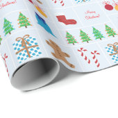 Hellblaues Weihnachtsmuster-Packpapier Geschenkpapier (Rolleneckpunkt)
