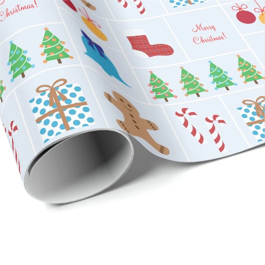 Hellblaues Weihnachtsmuster-Packpapier Geschenkpapier (Rolleneckpunkt)