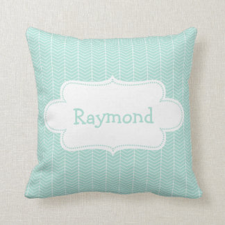 Hellblaues Zickzack Muster mit Aufkleber Kissen