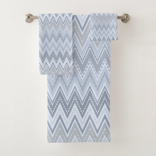 Hellblaues Zzigzack Badhandtuch Set (Insitu)