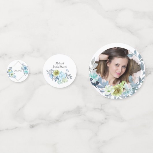 Hellblaugelbe grüne Blumenzwiebelkonfetti Konfetti (Vorderseiten)