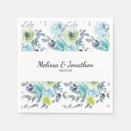 Hellblaugelbe grüne Blumenzwiebeln Napkins Serviette (Vorderseite)