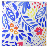 Hellblaurosa Frühlingsblumenmuster Fliese (Vorderseite)