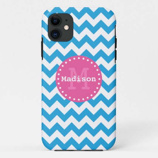 Hellblaurosa Zickzack Zigzag Monogram Case-Mate iPhone Hülle (Rückseite)