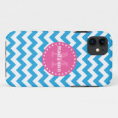 Hellblaurosa Zickzack Zigzag Monogram Case-Mate iPhone Hülle (Rückseite (Horizontal))