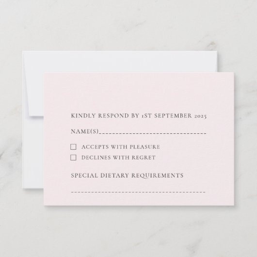 Hellblush Hellrosa Schlichter, solider Hintergrund RSVP Karte (Vorderseite)