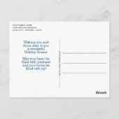 Hellblütenrosa Blumenfolien auf dunkelblau Postkarte (Rückseite)