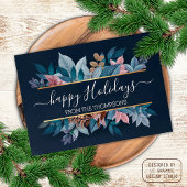 Hellblütenrosa Blumenfolien auf dunkelblau Postkarte