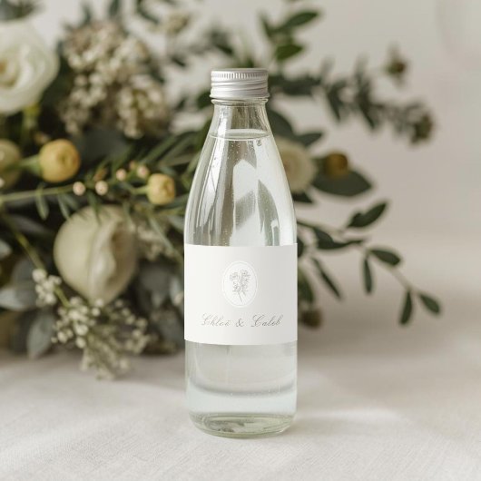 Hellbraun | Chic Botanische Hochzeit Wasserflaschenetikett
