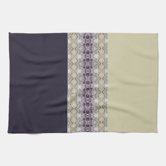 Hellbraun, lila und grau dekoriert geschirrtuch (Horizontal)