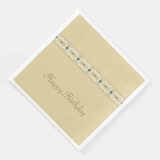 Hellbraun mit zarter Blüte Serviette (Ecke)