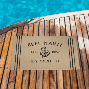 Hellbraun Rustikaler Ankername Personalisierter Fußmatte