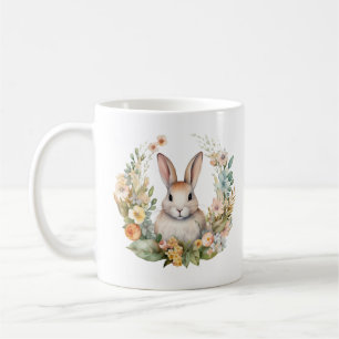 Hellbraun/Tan Kaninchen mit Blume Kaffeetasse
