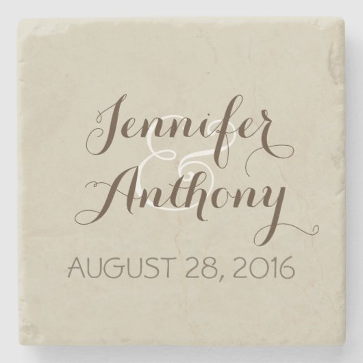 hellbraune Hochzeitsfeier Untersetzer (Vorderseite)