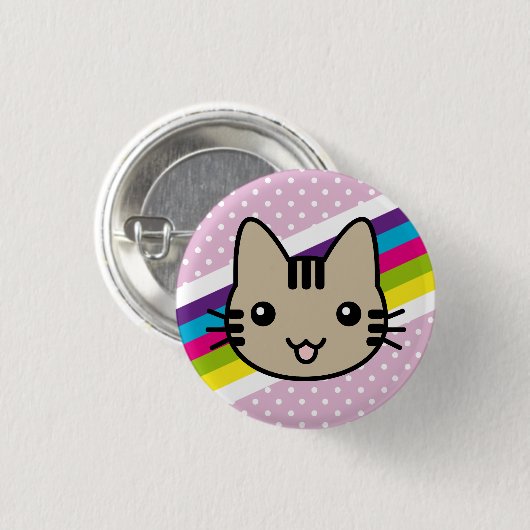 hellbraune Katzen-Tupfen Button (Vorne & Hinten)