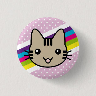 hellbraune Katzen-Tupfen Button